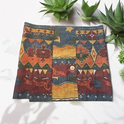 Cenefa Cortina Suroeste Años 90 Caballos Vaqueros Occidentales Tribal Marrón Inversión Foto 1 de 4