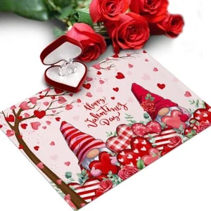 Valentine's Day Gnomes Placemats Set Of 6 Washable Table Mats For Kitchen Dining - Picture 1 of 8