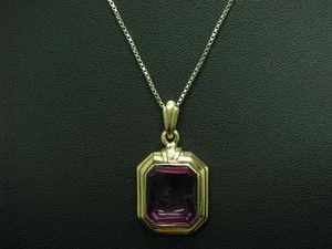 925 Collana IN Argento Sterling & 835 Ciondolo Con Sint. Rubino Ricoperto / - Foto 1 di 3