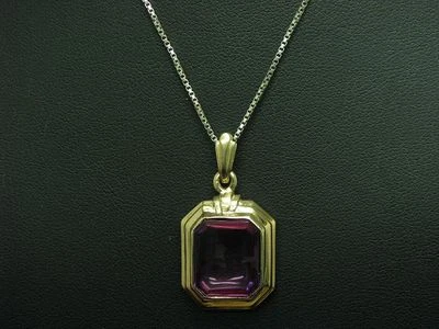 925 Collana IN Argento Sterling & 835 Ciondolo Con Sint. Rubino Ricoperto / - Immagine 1 di 3