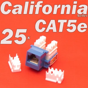 25 Pcs Blue Keystone Jack CAT5e Network Ethernet 110 Style Punch Down 8P8C RJ45 - Picture 1 of 9