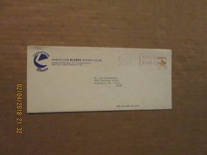 WHL Saskatoon Blades Vintage Dated 1984 Team Logo Hockey Business Envelope