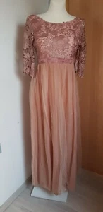 Damen Abendkleid Brautjungfernkleid Kupfer Braun Größe L Lang Spitze A- Linie - Bild 1 von 9