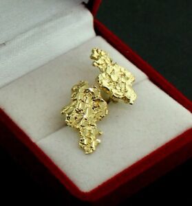 Mens Real 10K Solid Yellow Gold Large Nugget Diamond Cut Stud Earrings