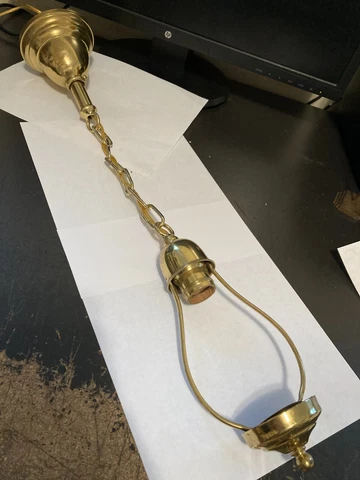 ART DECO VICTORIAN BRASS HANGING TAKES A SMALL BOWL SHADE PENDANT LIGHT FIXTURE Cover