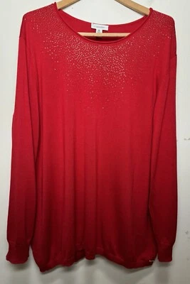 Suéter pulôver Calvin Klein 3X cravejado de ouro vermelho plus size férias - Imagem 1 de 4