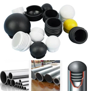 Domed Round Plastic Black Blanking End Cap Caps Tube Pipe Inserts 13mm - 76mm - Picture 1 of 7