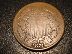1871 Two Cent Piece VG BETTER DATE - Picture 1 of 4