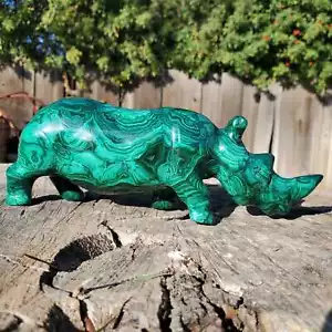 3 Pfund + Malachit Chrysokoll handgeschnitzt Kristall XL Nashorn Nashorn Figur 14 - Bild 1 von 10