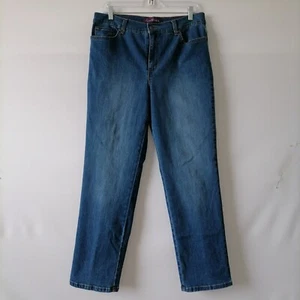 Gloria Vanderbilt Women's Blue High Rise Denim Straight Jeans Petites Size 14P - Picture 1 of 7