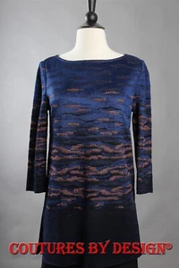 St John Knits Jacquard Tunic Top Sunset Shimmer Blue/Copper Size Petite NWT - Picture 1 of 2