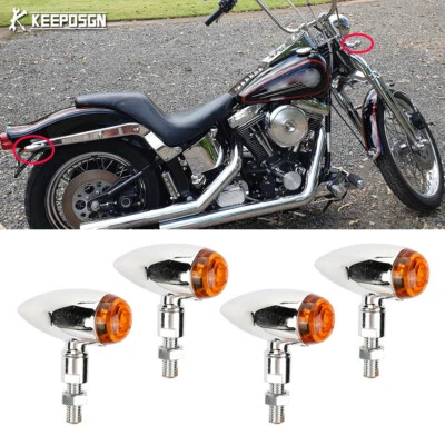 4X Indicadores de señales de giro de bala luz halógena para Harley Softail Sporster Iron Foto 1 de 4