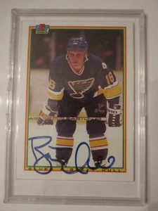 1990 BRETT HULL #24 BOWMAN NHL HOCKEY CARD AUTOGRAPHED - BBA-21 - Picture 1 of 2
