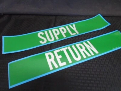 BRADY Self-Sticking RETURN & SUPPLY Pipe Marker Sign 24” x 4” for 8” Pipe 7/Each - Image 1 of 4