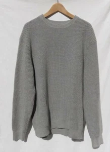 $118 J CREW Men’s Gray 100% Cotton Waffle Knit Warm Crewneck Sweater US XL MINT - Picture 1 of 5