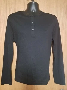 Michael Kors Men's 1/4 Button-down Long-sleeve Shirt Solid Black Size Medium NWT - Picture 1 of 4