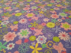 OOP Stoff Neuheit lila hell Schmetterlinge Blumen Stoff Baumwolle Glitzer - Bild 1 von 2