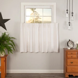VHC Brands Farmhouse 36"x36" Tier Pair Creme Rod Pocket Kitchen Window Curtains - Picture 1 of 8