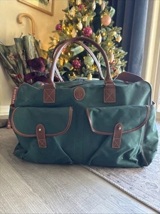 Vintage Ralph Lauren Green Travel Duffle Bag Leather Handles W/crossbody Strap - Picture 1 of 11