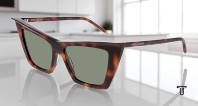 Gafas de sol unisex SAINT LAURENT SL 372 002 ojo de gato brillantes medianas Habana 54 mm Foto 1 de 4