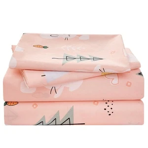 Pink Bunny Twin Sheets Set for Girls, Kids Cute Bedsheets Microfiber Deep Poc... - Picture 1 of 7