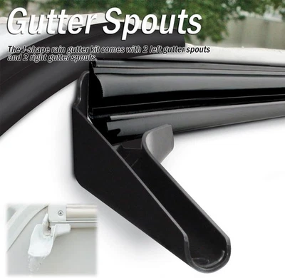 For RV 16Ft J-Shape Rain Gutter Rubber Drip Rail 4 Gutter Spouts Molding Trim - Image 1 of 4