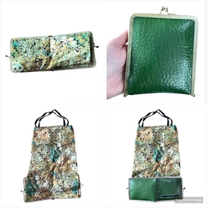 Vintage UNUSUAL Women’s Wallet Purse Handbag Kiss Lock Fabric Hideaway Bag Vinyl - Picture 1 of 23