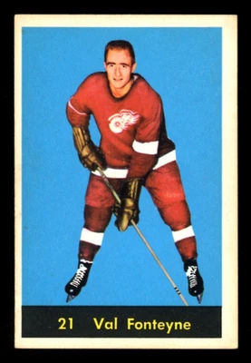 1960-61 PARKHURST HOCKEY #21 VAL FONTEYNE Rookie EX-NM DETROIT RED WINGS RC Card - Image 1 of 2