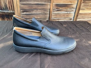 Herren Schwarz ECCO 44 Weich Premium Leder Slipper Schuhe 10,5 M - Bild 1 von 7