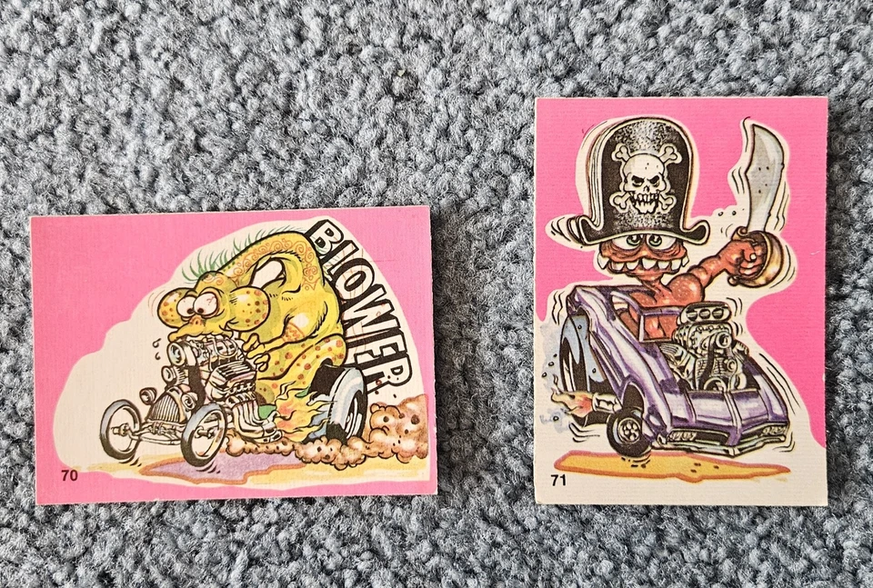 FANTASTIC ODD RODS Tarjeta Adhesiva Donruss 1973 ROSA Serie 2 Tarjetas, 70 y 71 Foto 1 de 4