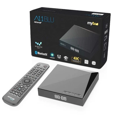 Amiko A11 Blu 4K HDR10+ Android 11 mytv3 WiFi Dual Band Bluetooth Receiver Box - Bild 1 von 4