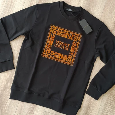 Camiseta Versace Hombre Manga Larga Negra Delgada Talla Mediana Pecho 20.5" Foto 1 de 2