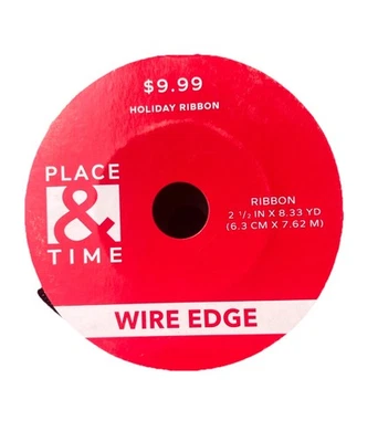 Place & Time Burgundy Velvet Wired 2.5" Holiday Ribbon, 8.33 Yards - NEW - Image 1 of 4