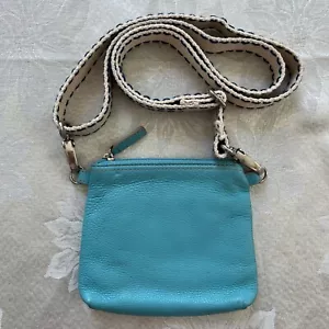 Levenger kleine blaue Leder Umhängetasche Handtasche Tasche abnehmbarer Riemen GUC - Bild 1 von 11