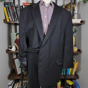 Joseph Feiss Men's Sport Coat Blazer Two Button Charcoal Black Twill Wool 58L - Picture 1 of 18