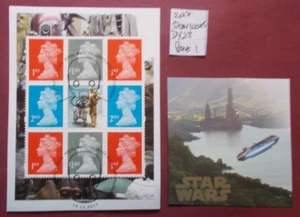 GB 2017~Star Wars~Prestige Stamp Booklet Pane~1~ex DY23~VFU~on piece~UK - Picture 1 of 1
