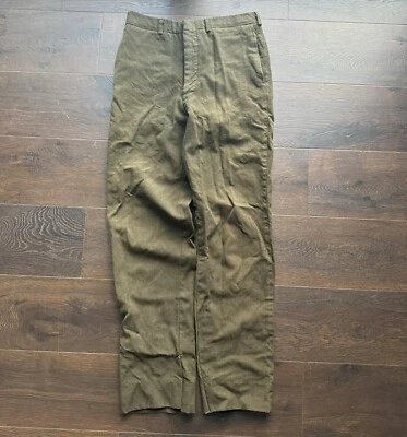 Pantalones militares de lana vintage de la década de 1980 para hombre 31x32 pantalones de lana verde Serge Foto 1 de 4