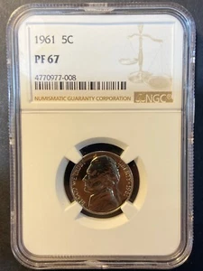 1961 Proof Jefferson Nickel PF 67 NGC - Picture 1 of 2