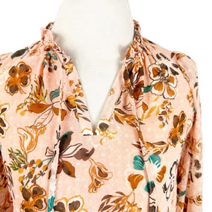 Joie Floral Peasant Top Chiffon Swiss Dot Blouse Puff Sleeves Boho Beach Size XS - Picture 1 of 10