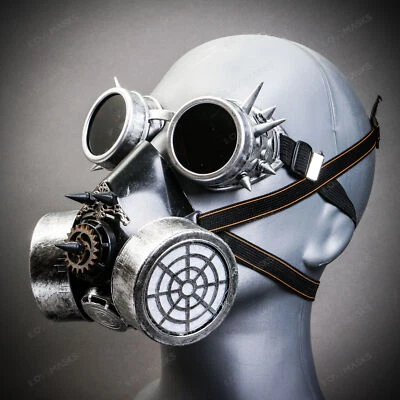Gafas Steampunk Plateadas con Máscara de Gas con Pico de Fiesta Disfraz de Fiesta de Halloween Foto 1 de 4