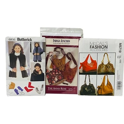 Assorted Accessory Patterns Hobo Bag Satchel Misses Vest Hat Collar Lot Of 3 - Image 1 of 4