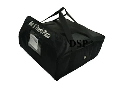 SJ9 FULL BLACK Bolsa impermeable grande resistente para llevar entrega de pizza aislada 20"x20"x8” pulgadas