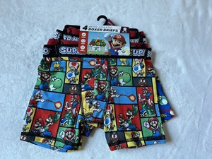 Super Mario Multicolor Boys Allover Print Athletic Boxer Briefs 4-Pack Sz (6-7) - Picture 1 of 17