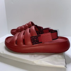UGG Sport Yeah Slides Herren Größe 9 Damen 11 schneller kostenloser Versand rote Sandalen " - Bild 1 von 10
