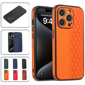 Shockproof Slim Lychee Texture Hard Case For iPhone 16 15 Pro Max 14 13 12 11 - Picture 1 of 43