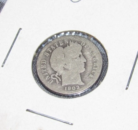 New Orleans Mint Silver 1903 o  Barber Dime Good Condition Old silver coin Cover