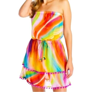 Neu ohne Etikett BLEU BY ROD BEATTIE Splash Out Bommel Chiffon Badeanzug Überwurf Medium - Bild 1 von 4
