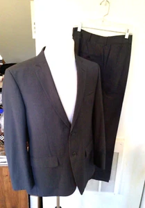 Men's Pierre Cardin Grey Pin Stripe Suit Sz 42R Flat Front Pants 38x29 - Picture 1 of 13