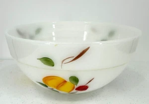 Anchor Hocking Fire King Round Gay Fad Handbemalt Obst Motiv Milchglas Schale - Bild 1 von 11