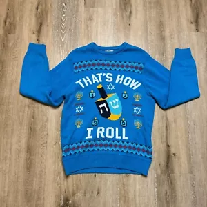 Sears Roebuck Mens Pullover Sweater Size M Blue "That's How I Roll" Ugly Sweater - Picture 1 of 18